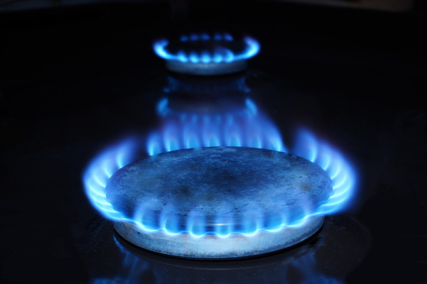 Fire of natural gas in the dark.    - Photo, Image