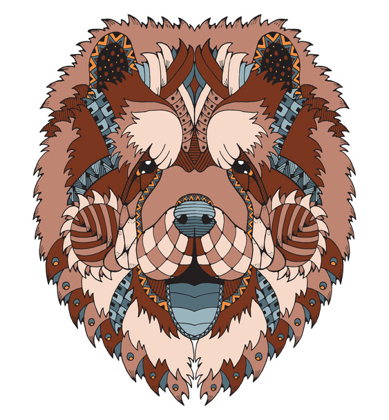 Chow chow dog zentangle stylized head, freehand pencil, hand drawn, pattern. Zen art. Ornate vector. Coloring. - Vector, afbeelding