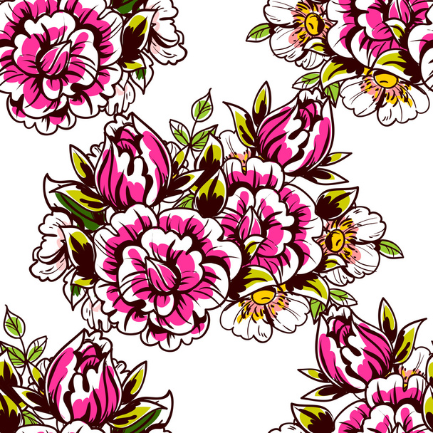 Seamless texture with flowers - Vetor, Imagem