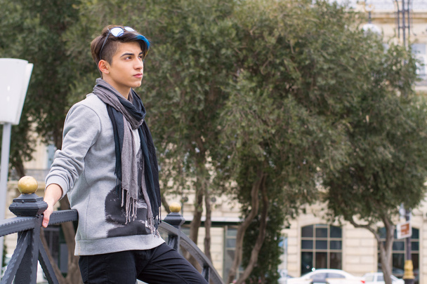 trendy teen boy outdoors - Фото, зображення