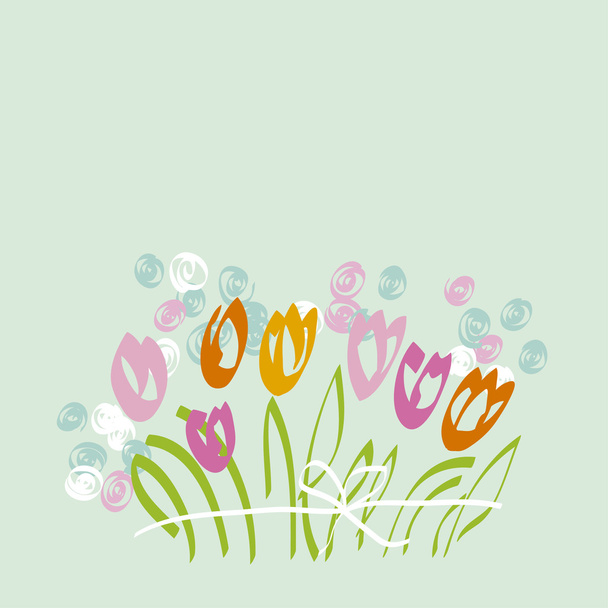 spring tulip on pale mint background. decorative flowers vector  - Vector, Image