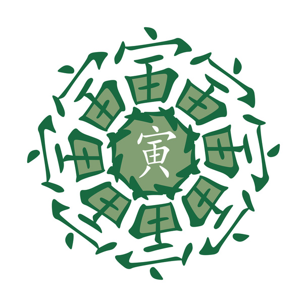 Symbol from chinese hieroglyphs. Translation of 12 zodiac animals branch, feng shui signs hieroglyph: 'Dog'. Five elements. Yang earth element. Red gradient - Vector, Image