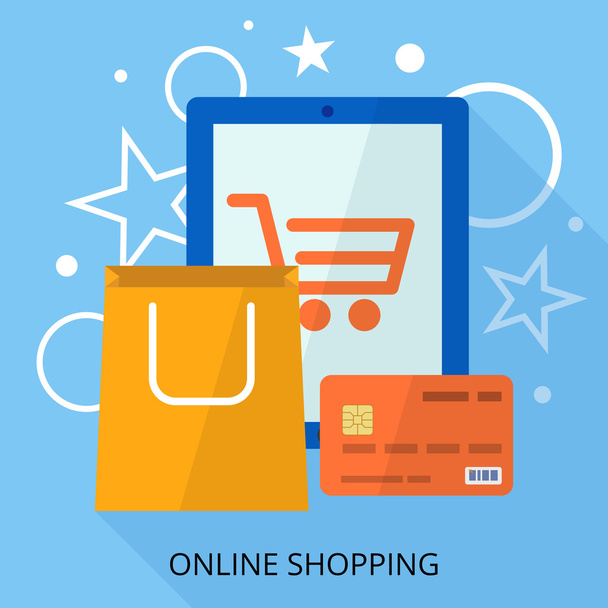 banner online shopping devaysa credit card, bags. geometric effects. - Wektor, obraz