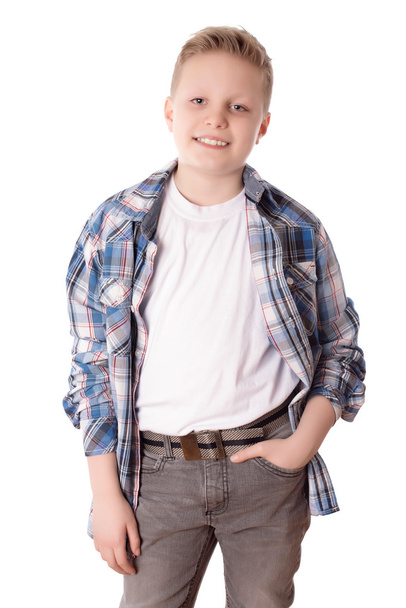 Young boy pose over the white - Photo, image