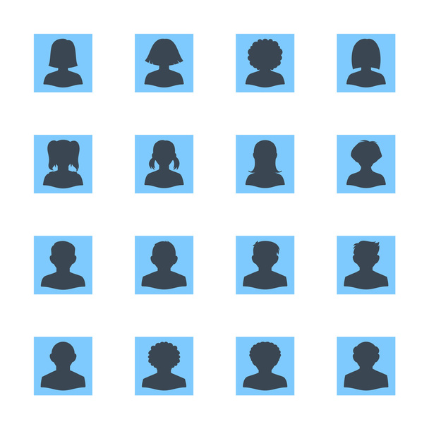 Avatares de personas en blanco - Versión cuadrada
 - Vector, Imagen
