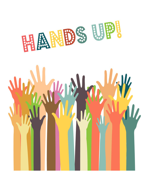different colors hands up - Vector, Image