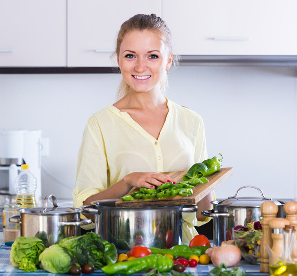 housewife cooking vegetables - Photo, Image