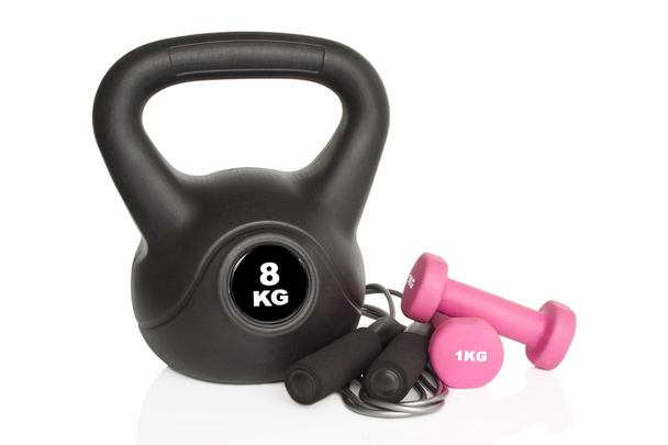 Dumbbells, kettlebell and skipping rope - Photo, Image