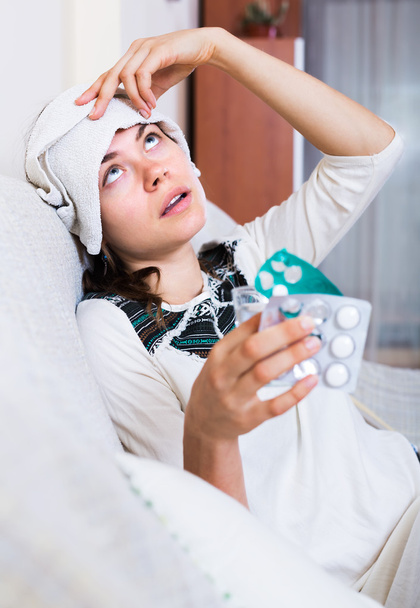 Woman having headache indoors - Fotó, kép