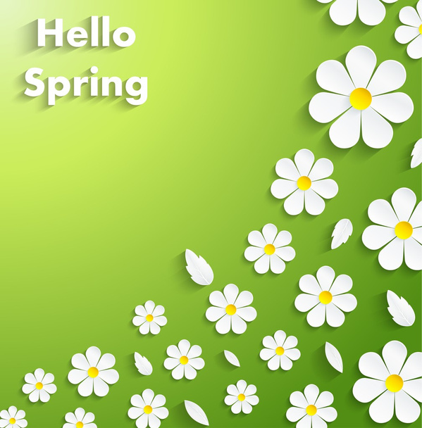 Szép tavaszi virágok zöld háttér - Vektor, kép