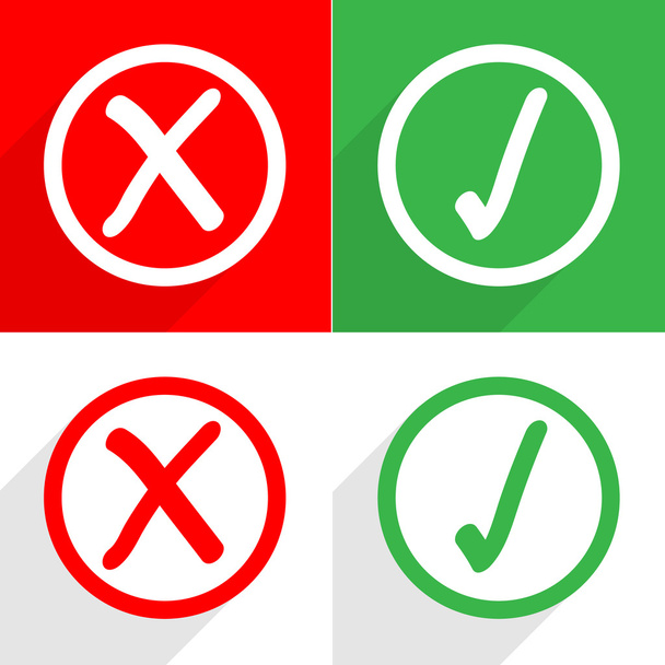 Marca de verificação verde e cruz vermelha Vector EPS10, ótimo para qualquer uso
. - Vetor, Imagem