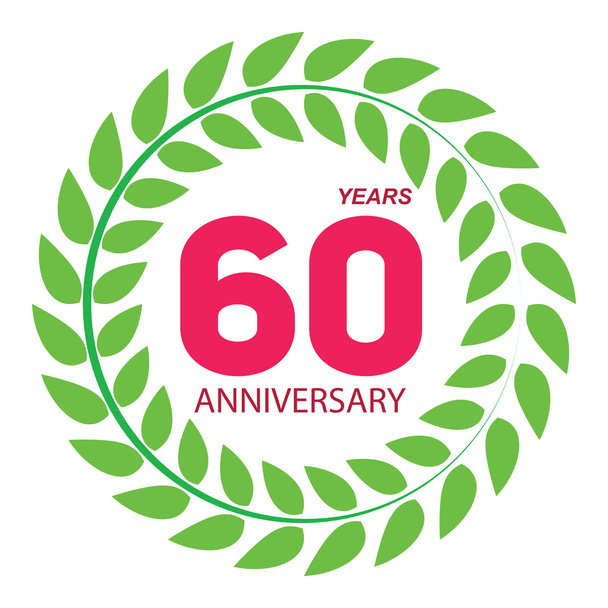Template Logo 60 Anniversary in Laurel Wreath Vector Illustratio - Vector, Image