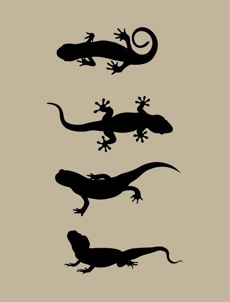 Juego de lagartos Siluetas, diseño de vectores de arte
 - Vector, Imagen