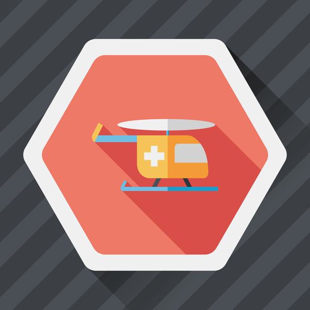 Medical helicopter flat icon with long shadow - Вектор, зображення