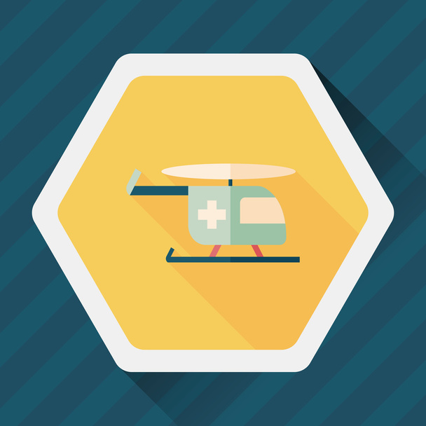 Medical helicopter flat icon with long shadow - Vektor, kép
