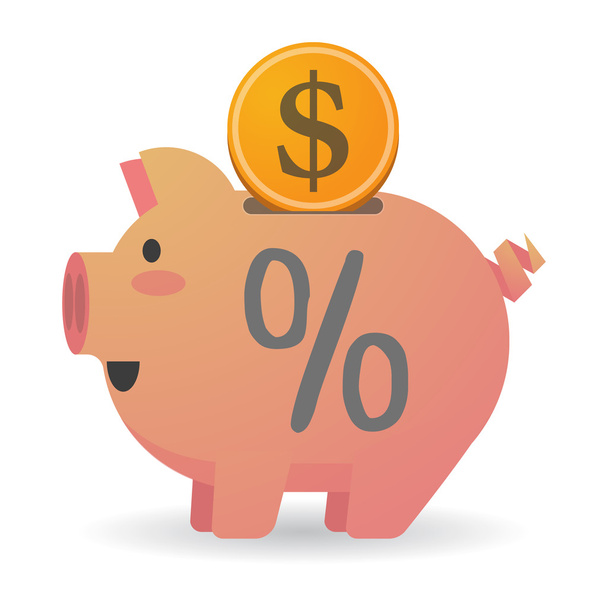 Isolated piggy bank with a discount sign - Vector, Image