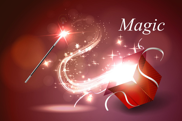 Magic box and wand - Vektor, Bild