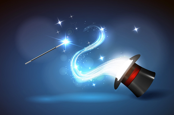 Wand and magical glow from hat - Vecteur, image