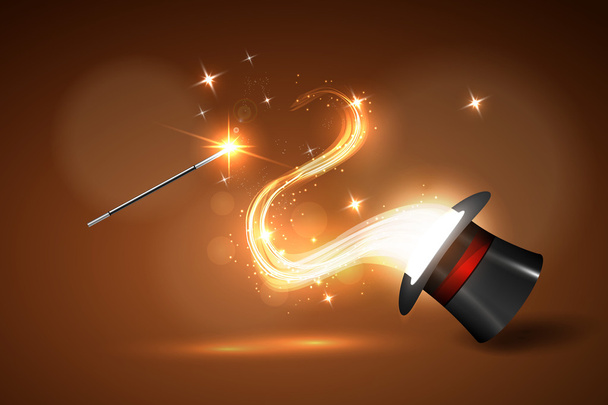 Wand and magical glow from hat - Vector, Imagen