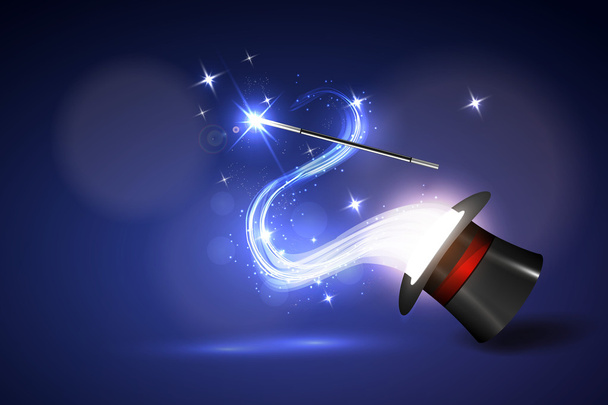 Wand and magical glow from hat - Vector, Image