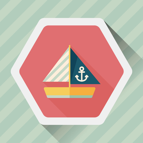 Sailboat flat icon with long shadow - ベクター画像