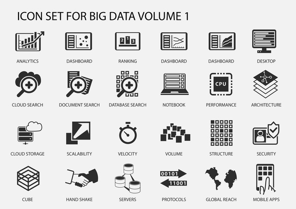 Conjunto de iconos de vector de Big data en diseño plano
 - Vector, imagen