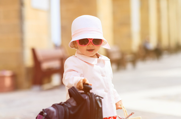 cute little lady travelling in Malta - Фото, изображение