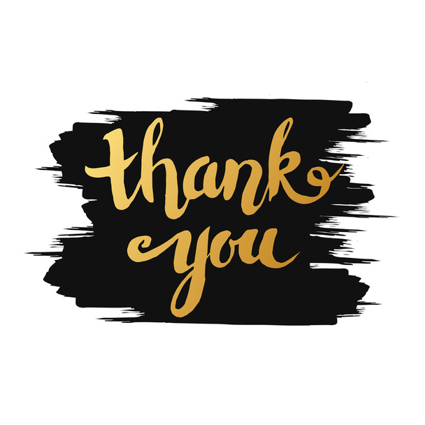 Hand-drawn word "thank you" in gold color.  Handwritten letterin - Вектор, зображення