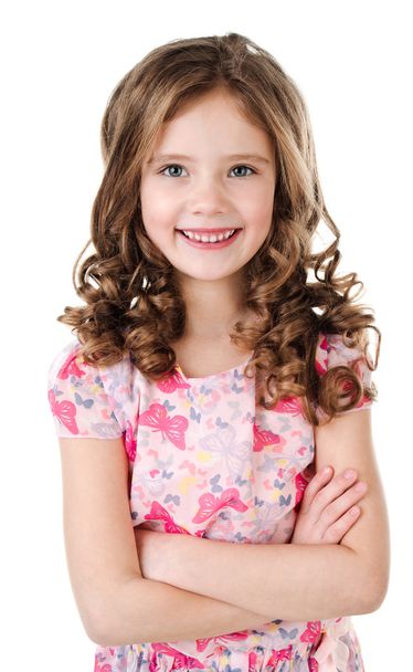 Portrait of adorable happy little girl isolated - Photo, Image