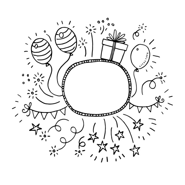 Handgezeichnetes Doodle-Party-Gestell - Vektor, Bild