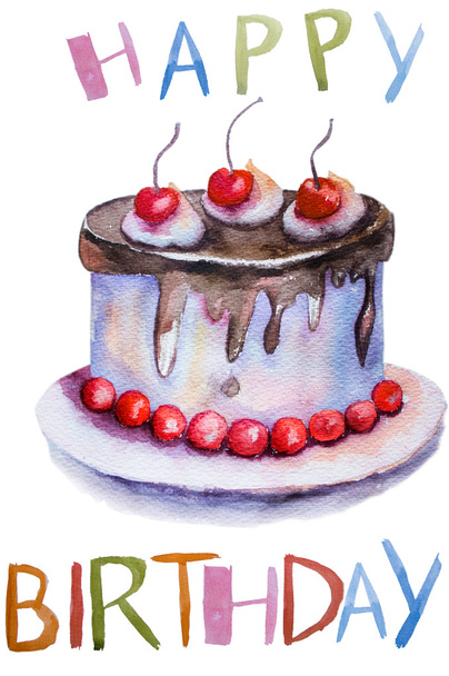 Watercolor illustration of cake - Fotografie, Obrázek