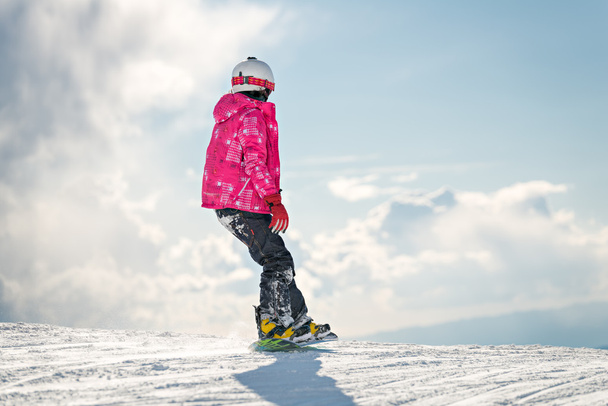 Learning snowboard, amateur in ski school. - Photo, Image