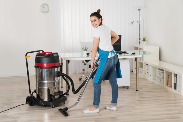 Janitor  With Vacuum Cleaner - Valokuva, kuva