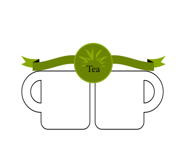 groene thee kopje en mint geïsoleerd op wit - Vector, afbeelding