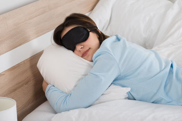 Woman Sleeping With Eyemask - 写真・画像