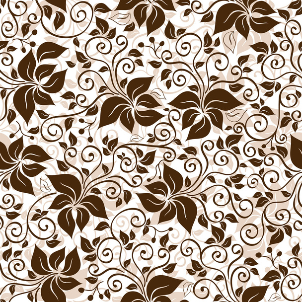 Seamless white-brown floral pattern - Vector, Image