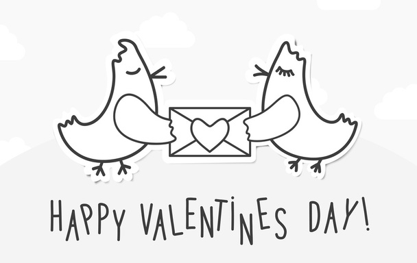 Día de San Valentín fondo vintage con pájaros del amor, mensaje y corazón
. - Vector, imagen