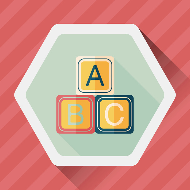 ABC blocks flat icon with long shadow,EPS 10 - Vektör, Görsel