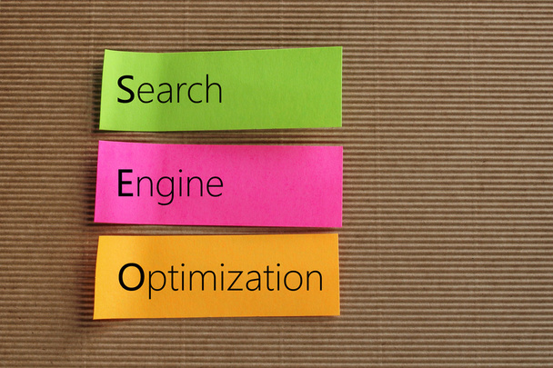 Search Engine Optimization text on colorful sticky notes - Photo, image