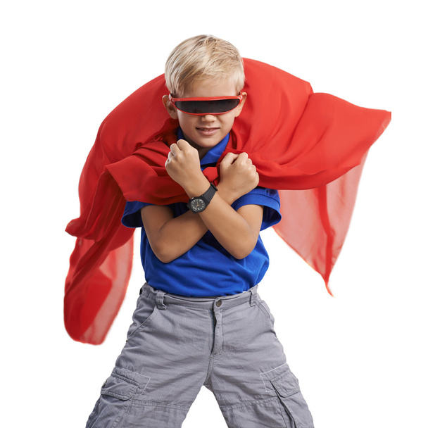 garçon jouant super héros
 - Photo, image