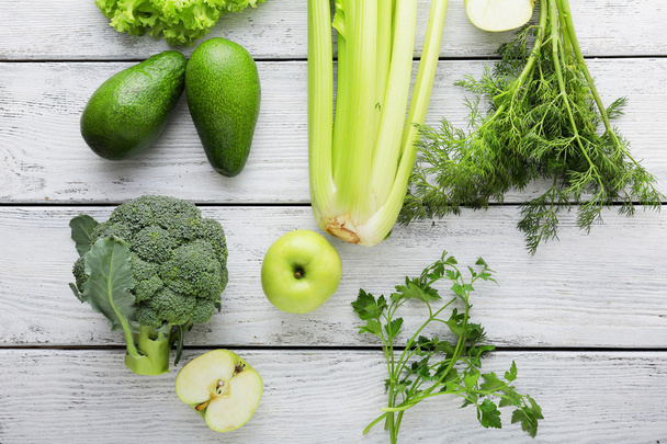 fresh green vegetables on white - Zdjęcie, obraz