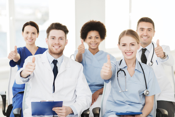 group of happy doctors on seminar at hospital - Фото, зображення