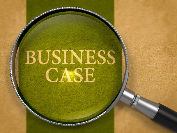 Business Case durch Linse auf altem Papier. - Foto, Bild