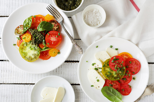 italian caprese salad and tomato on plate - Foto, Imagen