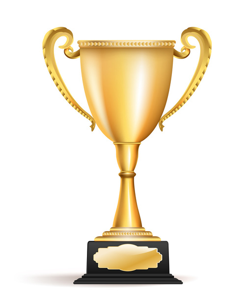 Golden trophy cup award on white. Vector - Vecteur, image