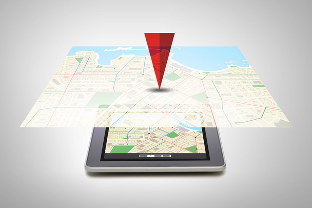 tablet pc with gps navigator map on screen - Photo, image