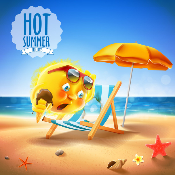 hot summer card - Vector, Imagen