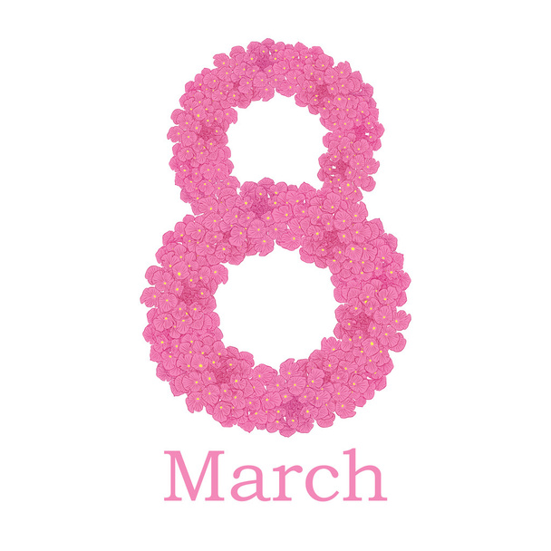Открытка 8 марта. Счастливого женского дня. Число "восемь" Пи
 - Вектор,изображение