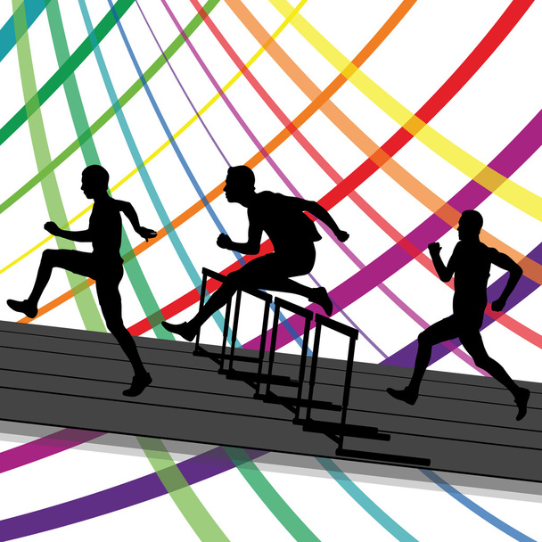Гонка перешкод активних і здорових чоловіків бар'єр бігу векторний фон
 - Вектор, зображення