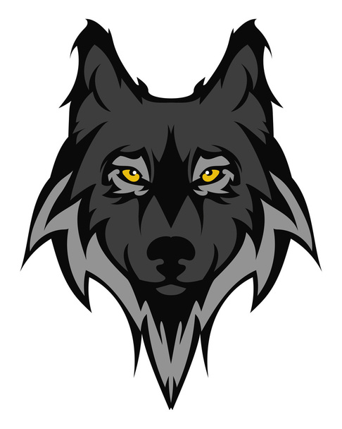 Beautiful wolf tattoo.Vector wolf's head as a design element on isolated background - Vector, Imagen